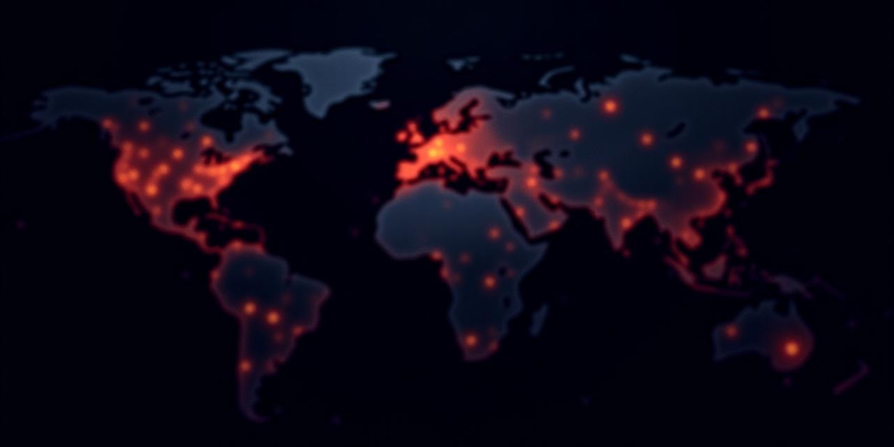 A stylized world map highlighting global hotspots of current cyber threat activity, visually representing real-time security events.